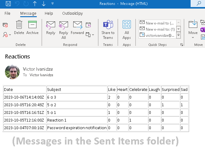 GetReactionsFromSentEmail Flow testing picture 2